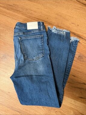 Jonathan Simkhai Frayed-Hem Ankle Jeans, size 30